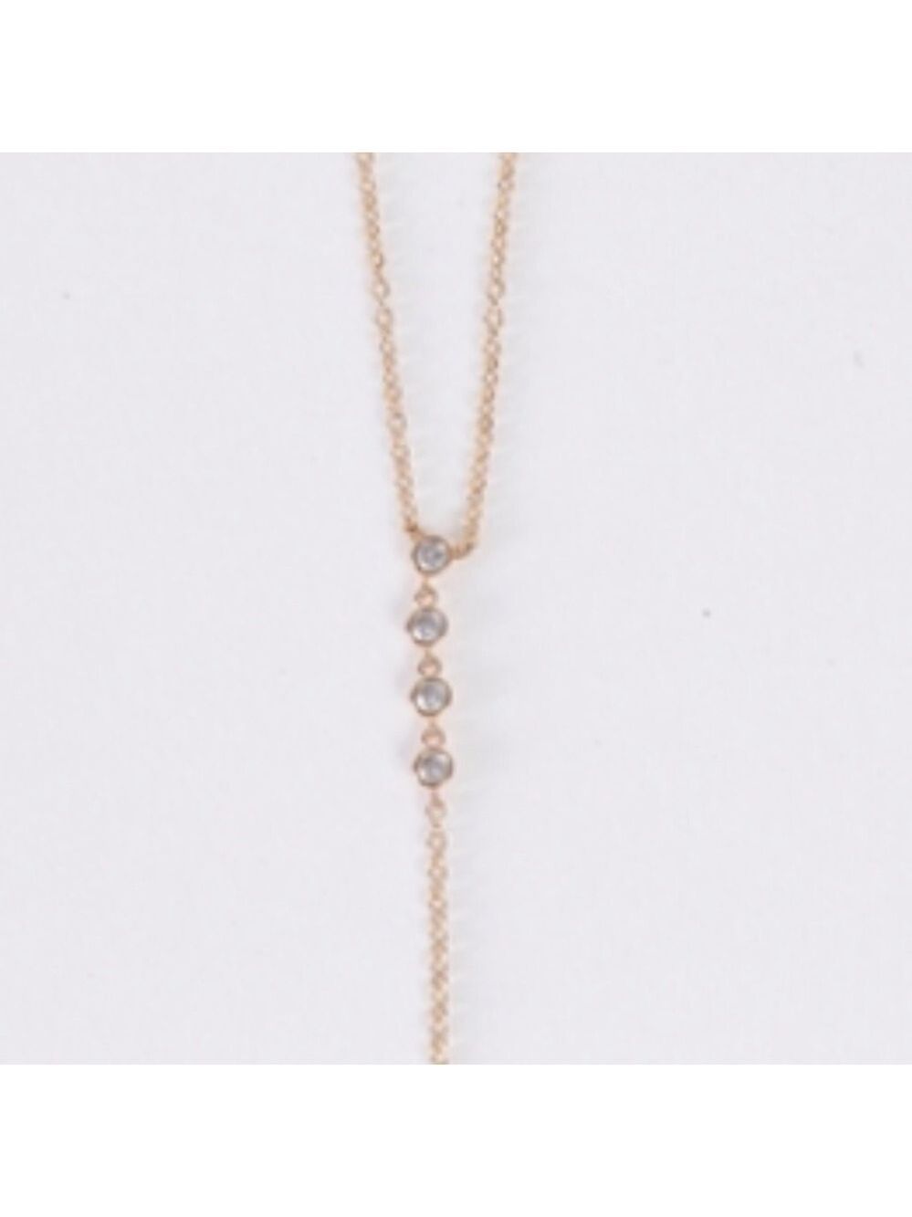 Gold Tone CZ Y Lariat Necklace - Picture 5 of 6